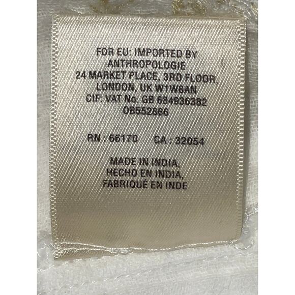 Anthropologie FLOREAT Atley White Floral Embroidered Peasant Blouse - Size L - Picture 10 of 11